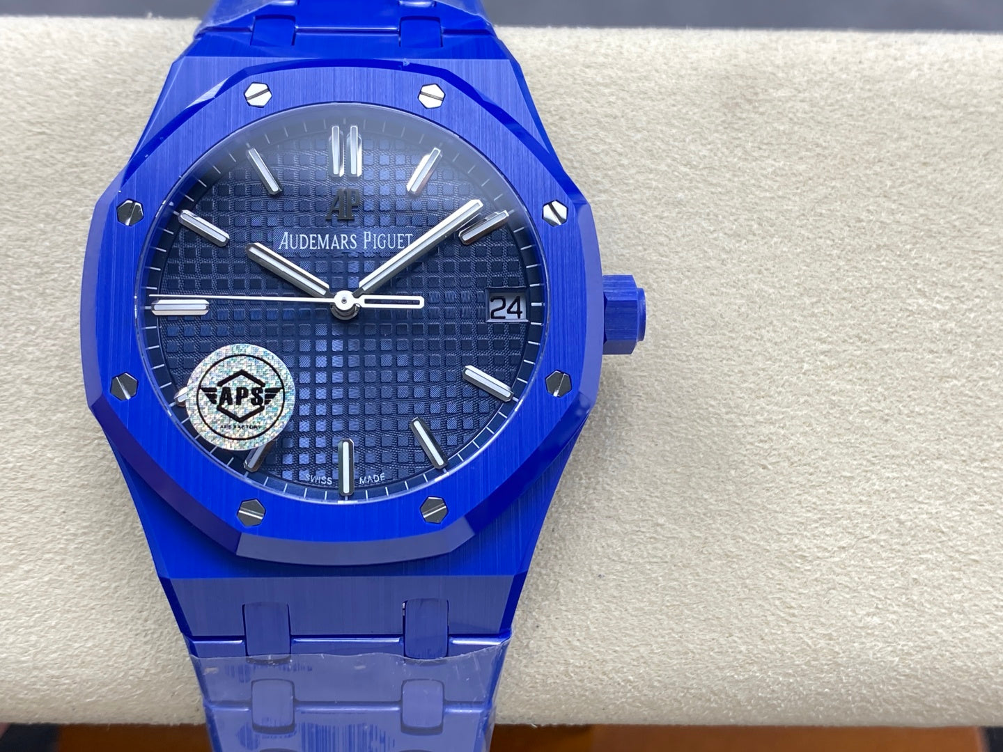 Royal Oak 15500 Blue Ceramic APSF 1:1 Best Edition Blue Dial on Blue Ceramic Bracelet SA4302 Super Clone