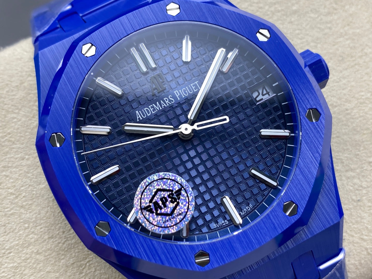 Royal Oak 15500 Blue Ceramic APSF 1:1 Best Edition Blue Dial on Blue Ceramic Bracelet SA4302 Super Clone