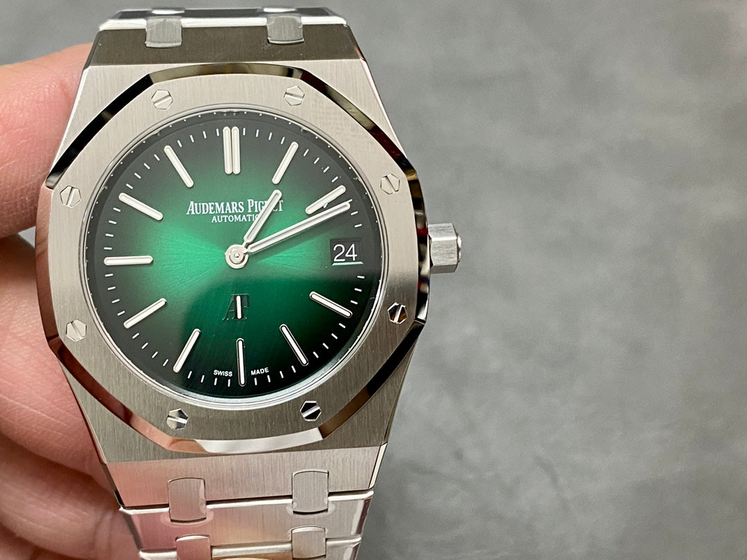 Royal Oak 39mm 16202 "50th Anniversary" SS ZF 1:1 Best Edition Green Textured Dial on SS Bracelet A7121