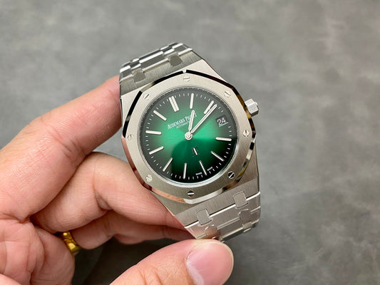 Royal Oak 39mm 16202 "50th Anniversary" SS ZF 1:1 Best Edition Green Textured Dial on SS Bracelet A7121