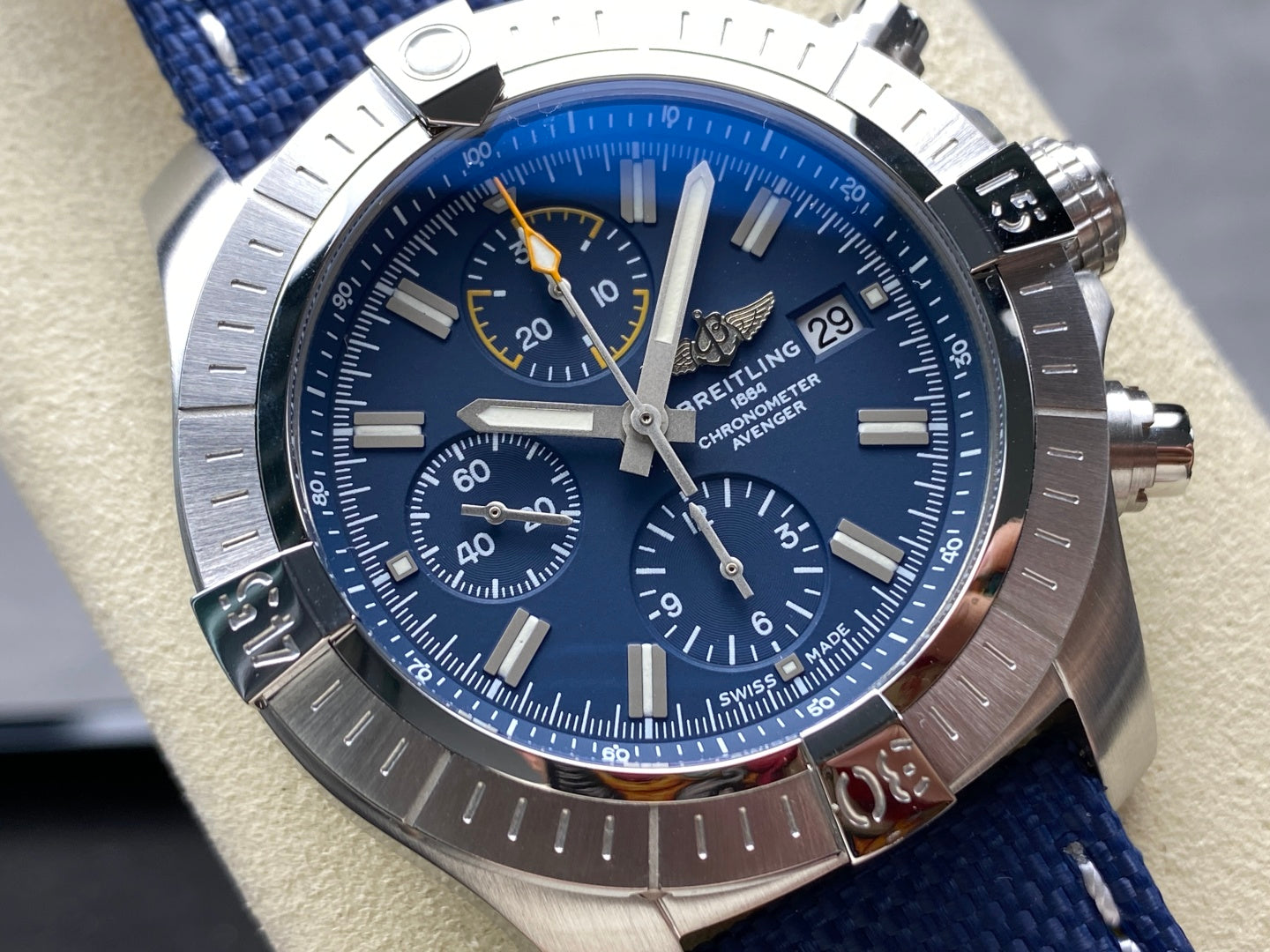 Avenger Chrono SS TF 1:1 Best Edition Blue Dial on Blue Nylon Strap A7750 V2