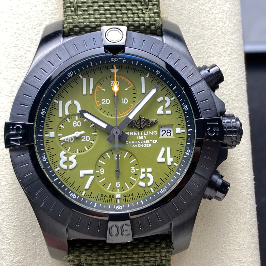 Avenger Chrono PVD Titanium TF 1:1 Best Edition Green Dial on Green Nylon Strap A7750 V2