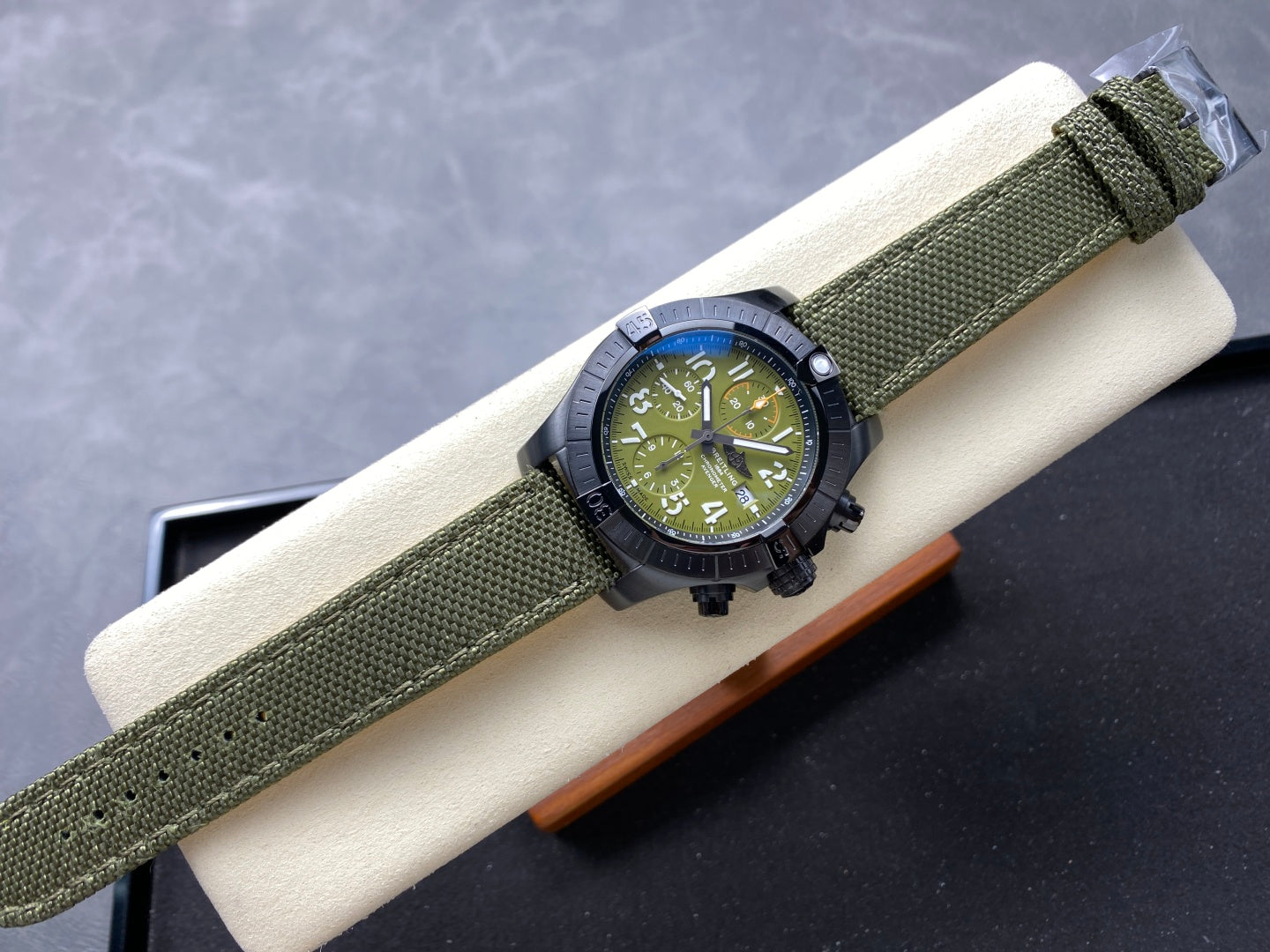 Avenger Chrono PVD Titanium TF 1:1 Best Edition Green Dial on Green Nylon Strap A7750 V2