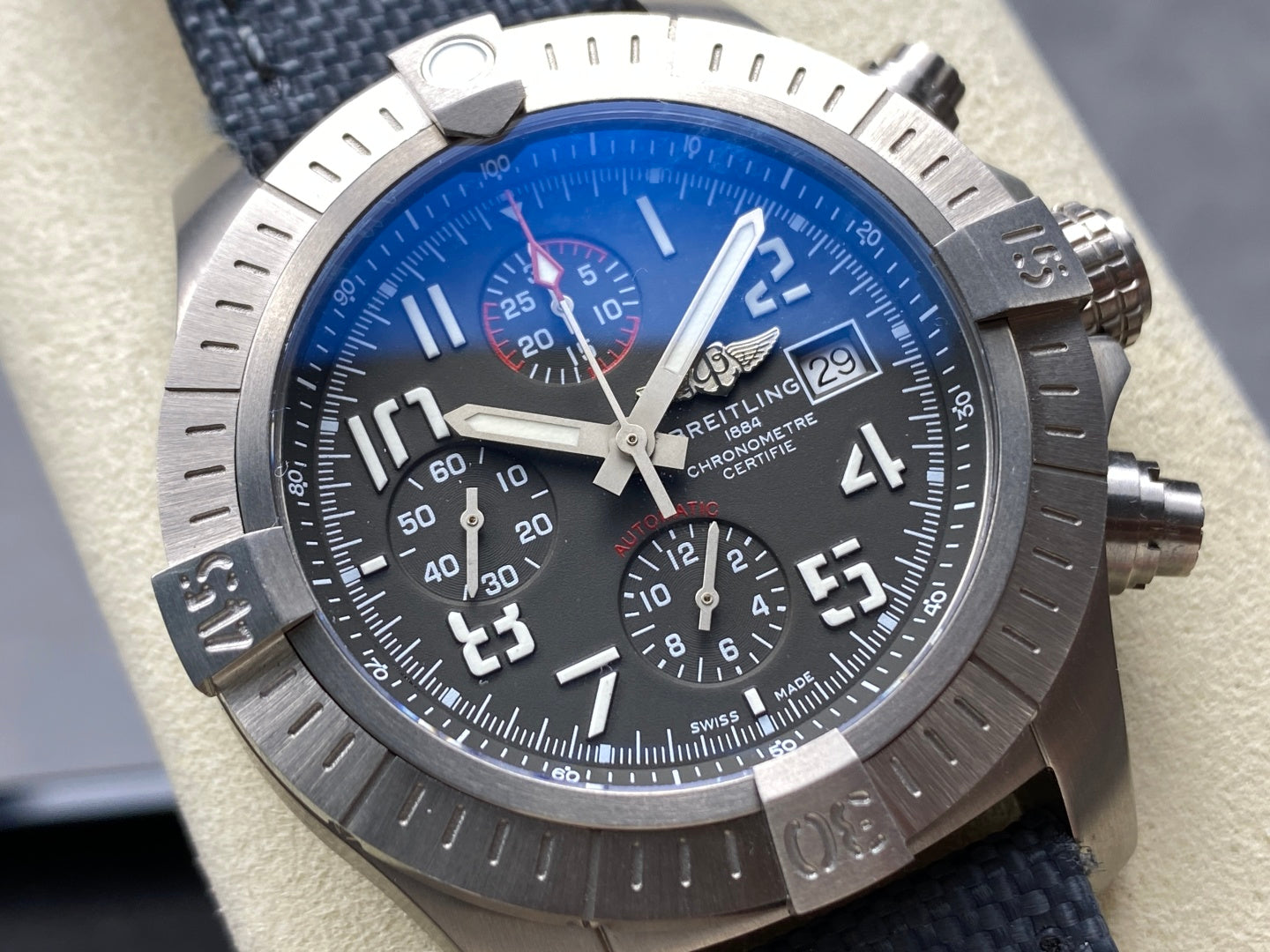 Avenger Chrono Titanium TF 1:1 Best Edition Gray Dial on Gray Nylon Strap A7750 V2