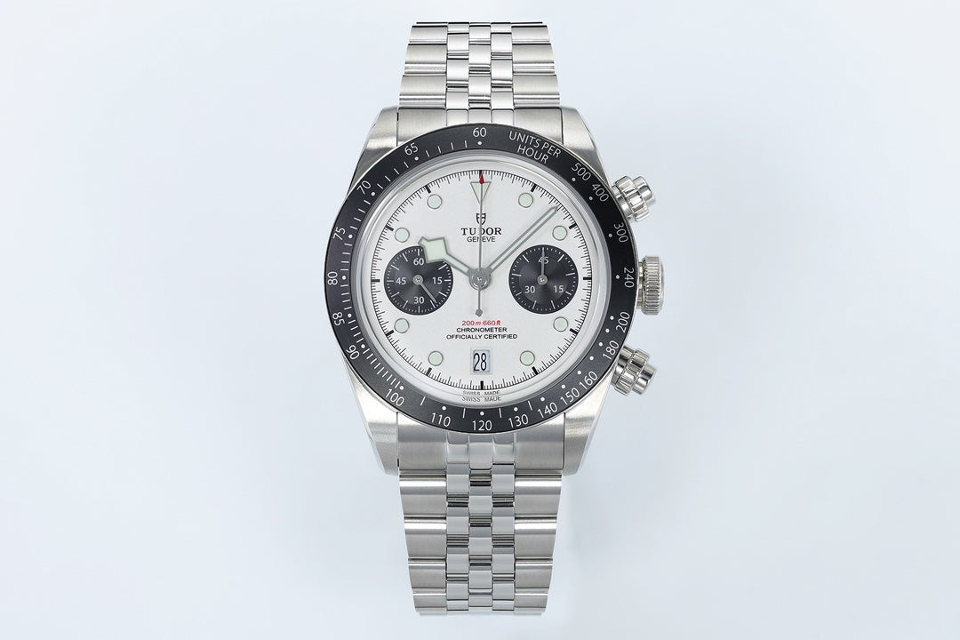 Black Bay Chrono SS ZF 1:1 Best Edition White/Black Dial on SS Bracelet A7750