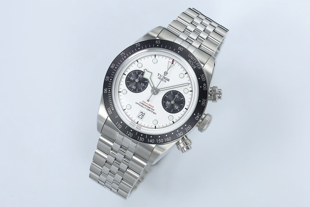 Black Bay Chrono SS ZF 1:1 Best Edition White/Black Dial on SS Bracelet A7750