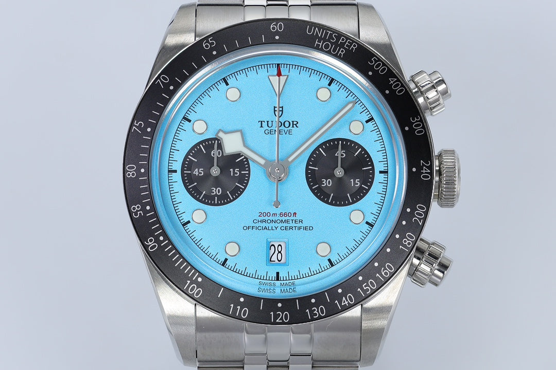 Black Bay Chrono SS ZF 1:1 Best Edition Tiffany Blue Dial on SS Bracelet A7750