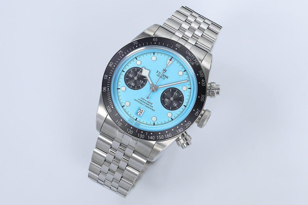 Black Bay Chrono SS ZF 1:1 Best Edition Tiffany Blue Dial on SS Bracelet A7750