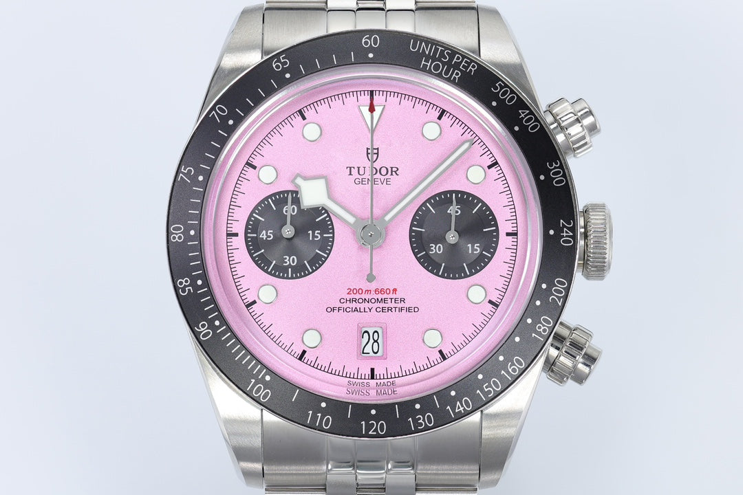 Black Bay Chrono SS ZF 1:1 Best Edition Pink Dial on SS Bracelet A7750