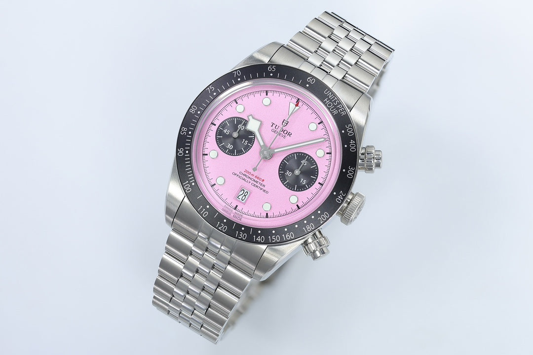 Black Bay Chrono SS ZF 1:1 Best Edition Pink Dial on SS Bracelet A7750