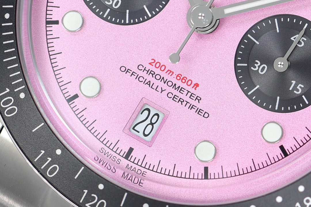 Black Bay Chrono SS ZF 1:1 Best Edition Pink Dial on SS Bracelet A7750