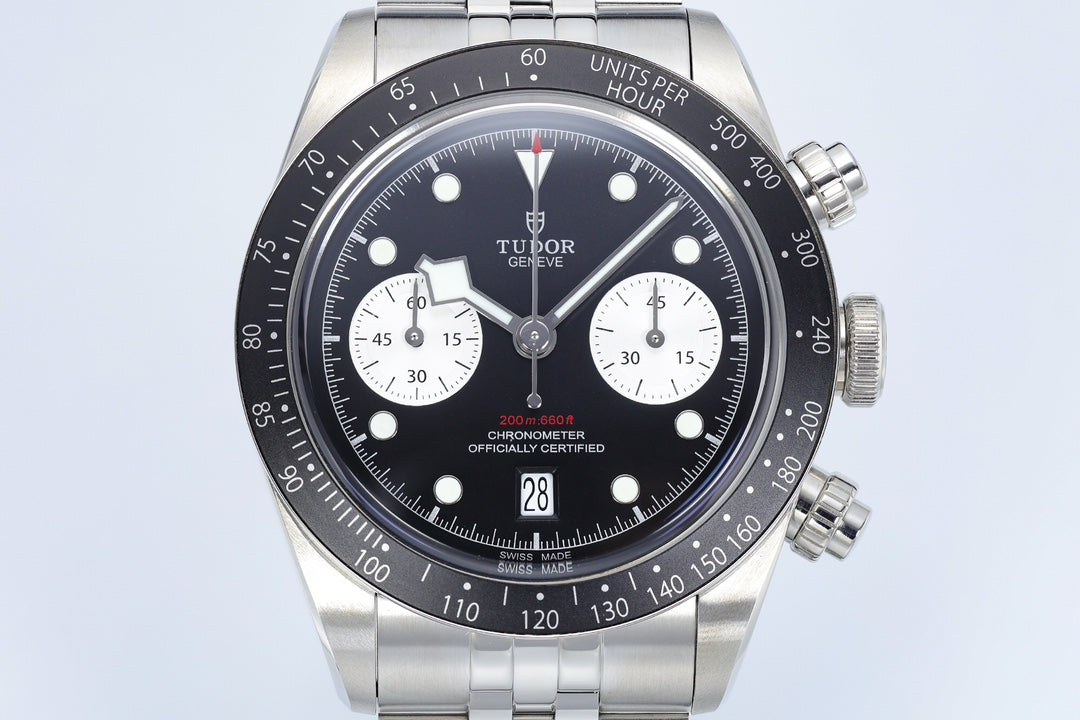 Black Bay Chrono SS ZF 1:1 Best Edition Black/White Dial on SS Bracelet A7750