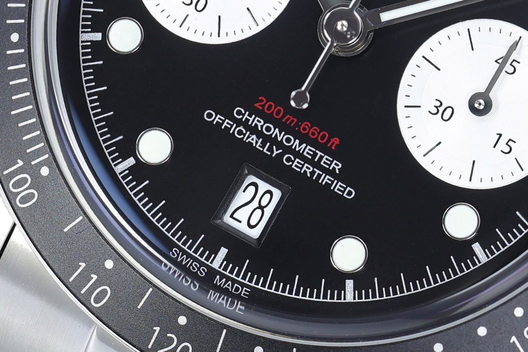 Black Bay Chrono SS ZF 1:1 Best Edition Black/White Dial on SS Bracelet A7750