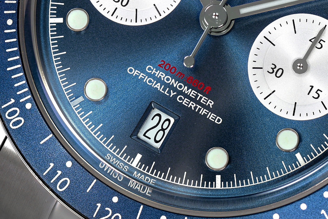 Black Bay Chrono SS ZF 1:1 Best Edition Blue/White Dial on SS Bracelet A7750