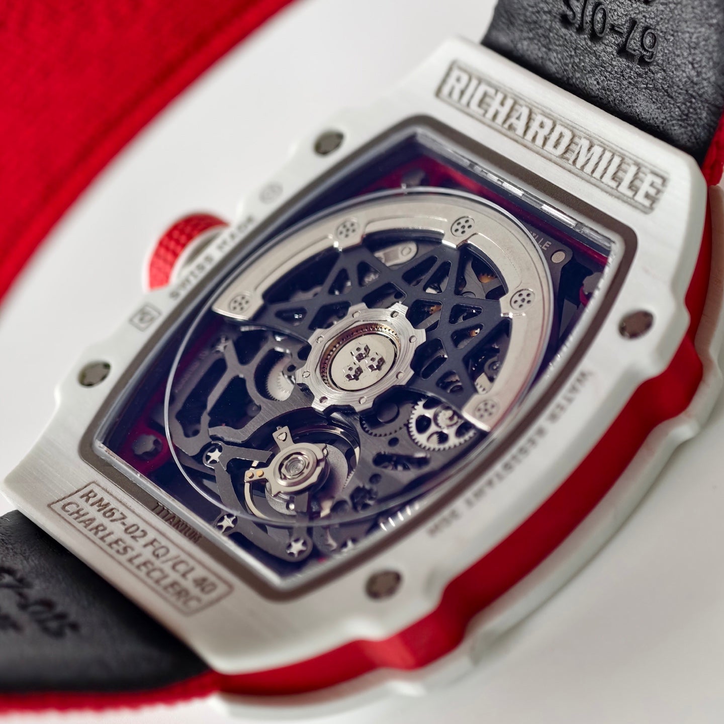 Umi Maker's RM67-02 White NTPT Charles Red/White Skeleton Dial on Nylon strap CRMA7 Clone V2