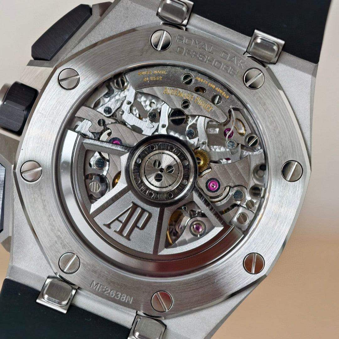 Royal Oak Offshore 26420 SS Ceramic Bezel APSF 1:1 Best Edition Black/Silver Dial on Black Rubber Strap SA4401 Super Clone