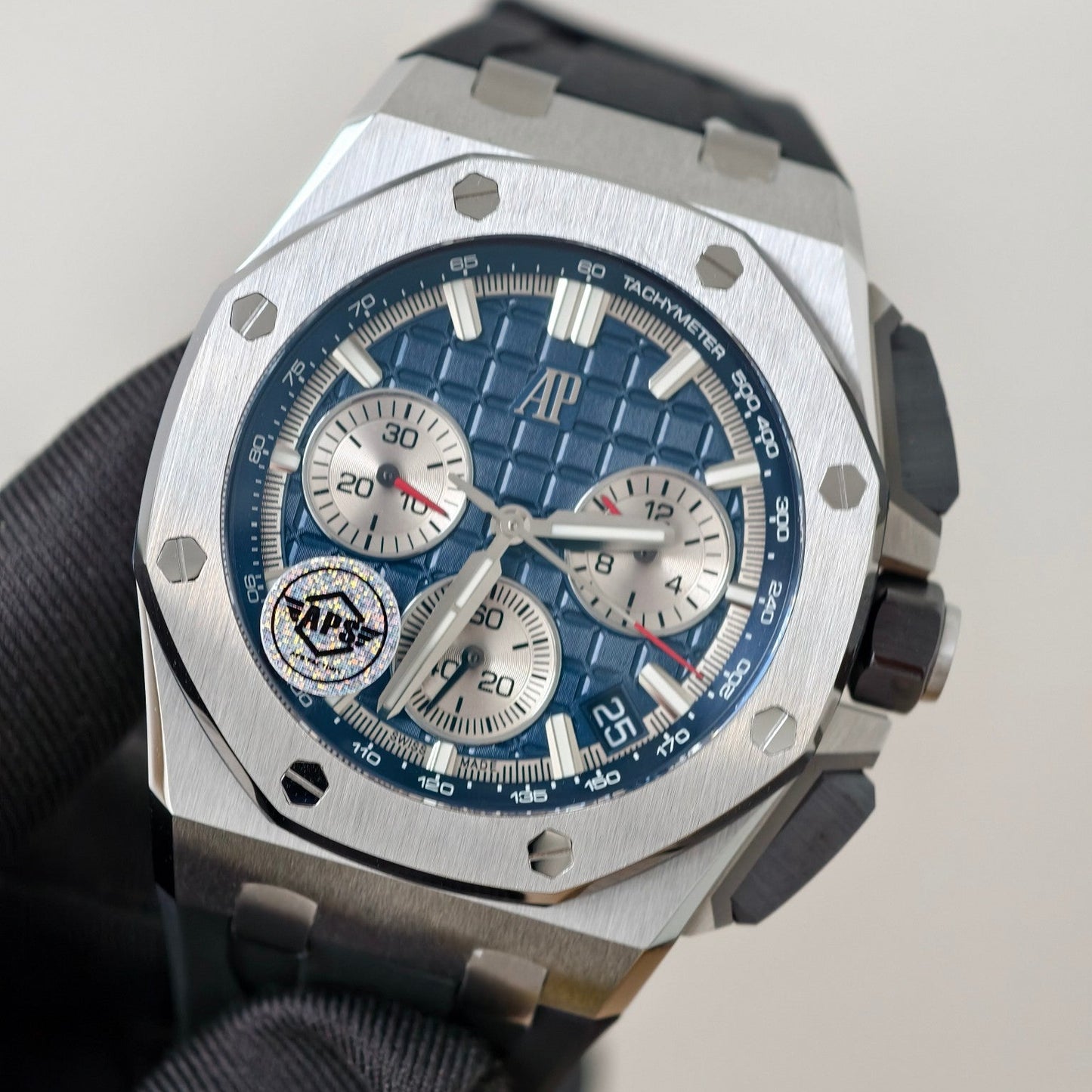 Royal Oak Offshore 26420 SS APSF 1:1 Best Edition Blue/Silver Dial on Black Rubber Strap SA4401 Super Clone