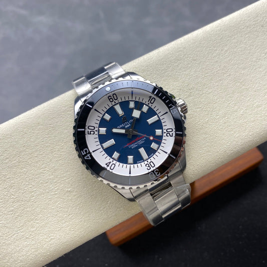 SuperOcean Automatic 44 SS Black Bezel TF 1:1 Best Edition Blue Dial on SS Bracelet A2824