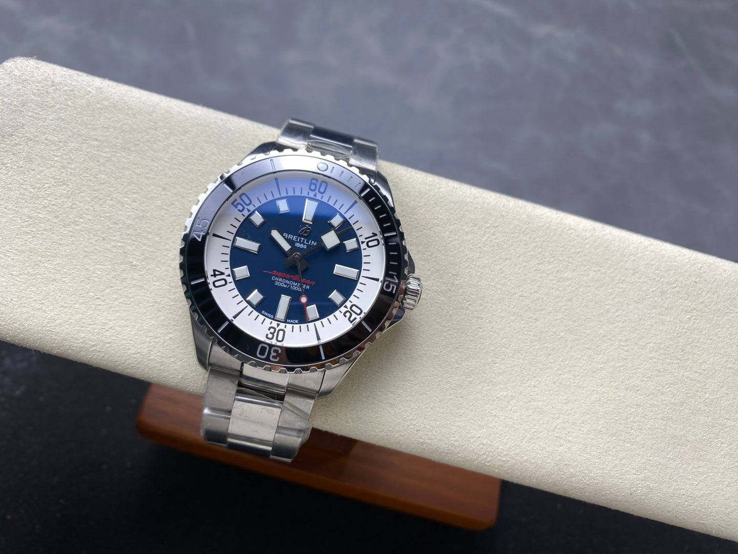 SuperOcean Automatic 44 SS Black Bezel TF 1:1 Best Edition Blue Dial on SS Bracelet A2824