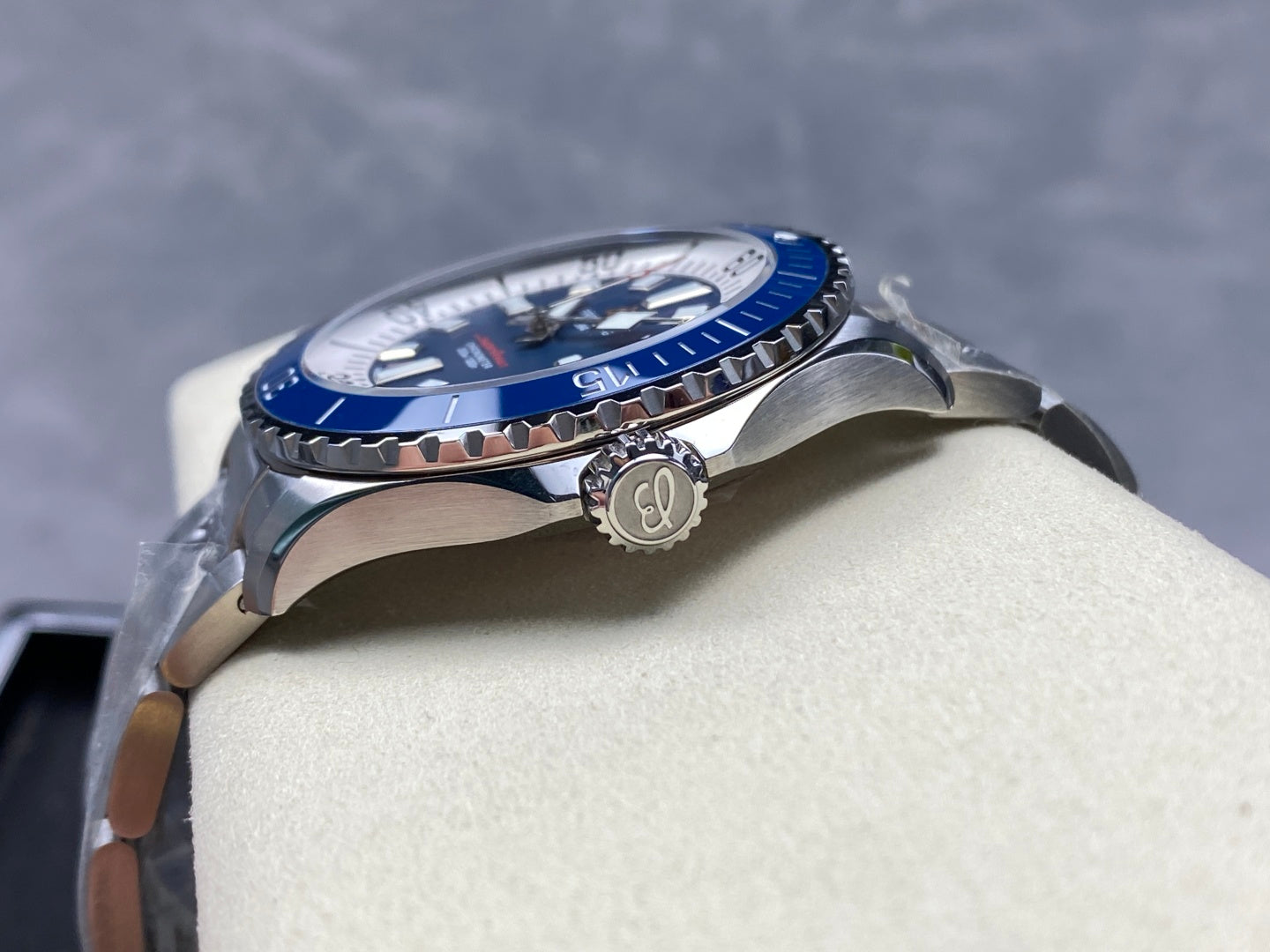 SuperOcean Automatic 44 SS Blue Bezel TF 1:1 Best Edition Blue Dial on SS Bracelet A2824
