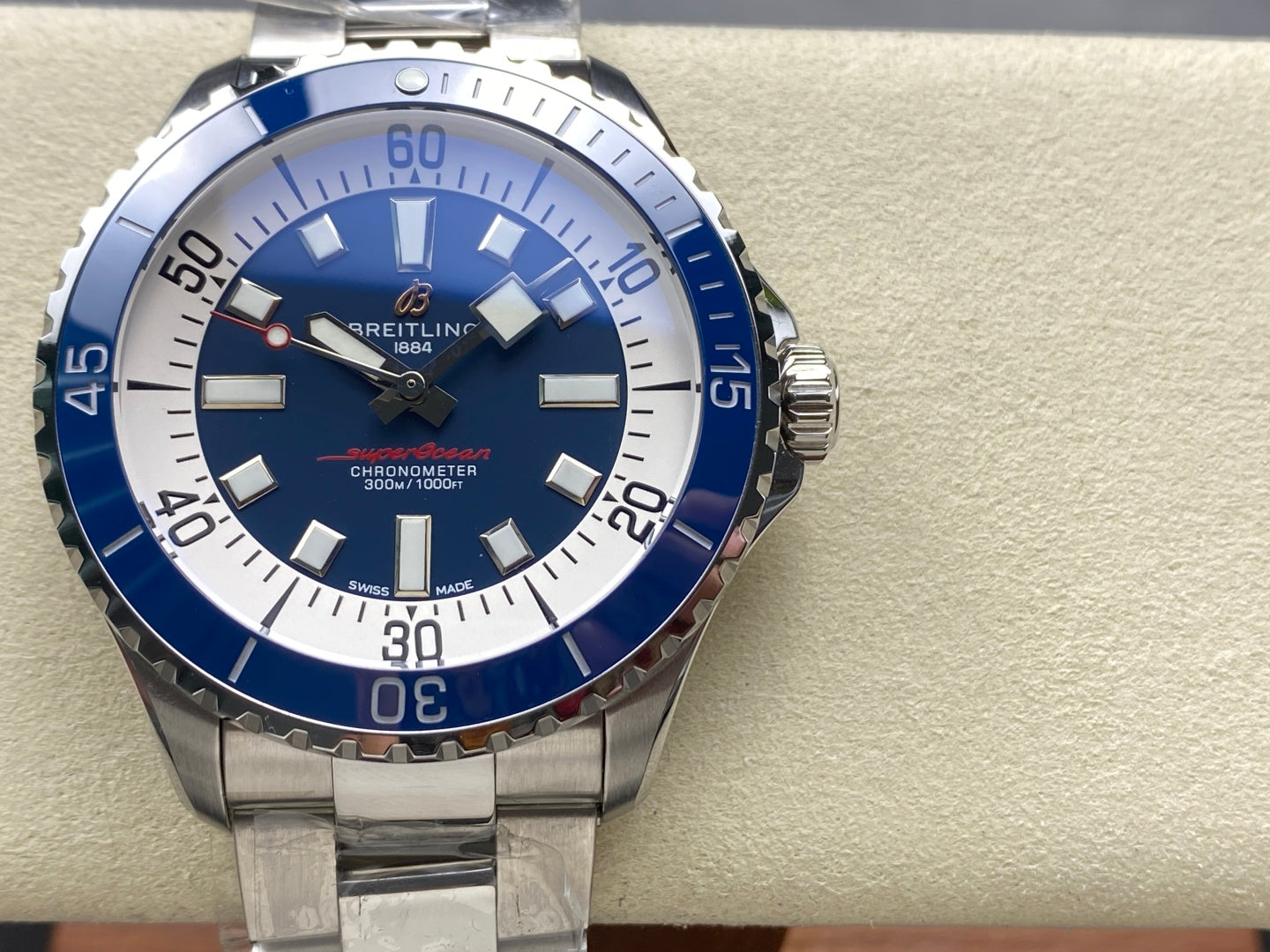 SuperOcean Automatic 44 SS Blue Bezel TF 1:1 Best Edition Blue Dial on SS Bracelet A2824