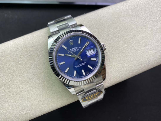 DateJust 41 126334 Clean 1:1 Best Edition 904L Steel Blue Stick Dial on Oyster Bracelet DD3235