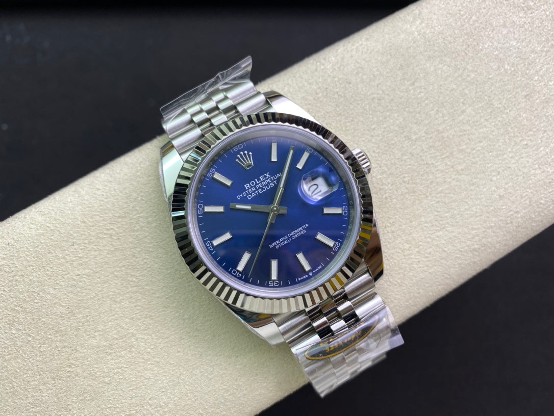 DateJust 41 126334 Clean 1:1 Best Edition 904L Steel Blue Stick Dial on Jubilee Bracelet DD3235