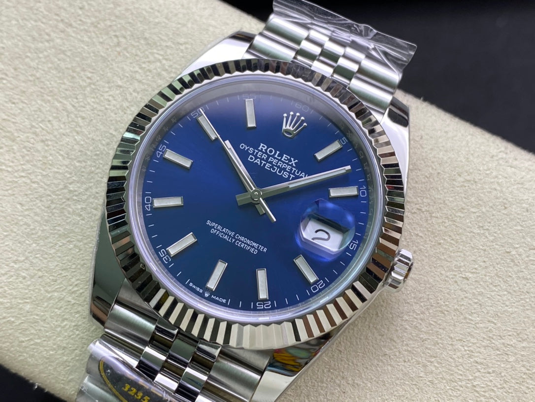 DateJust 41 126334 Clean 1:1 Best Edition 904L Steel Blue Stick Dial on Jubilee Bracelet DD3235