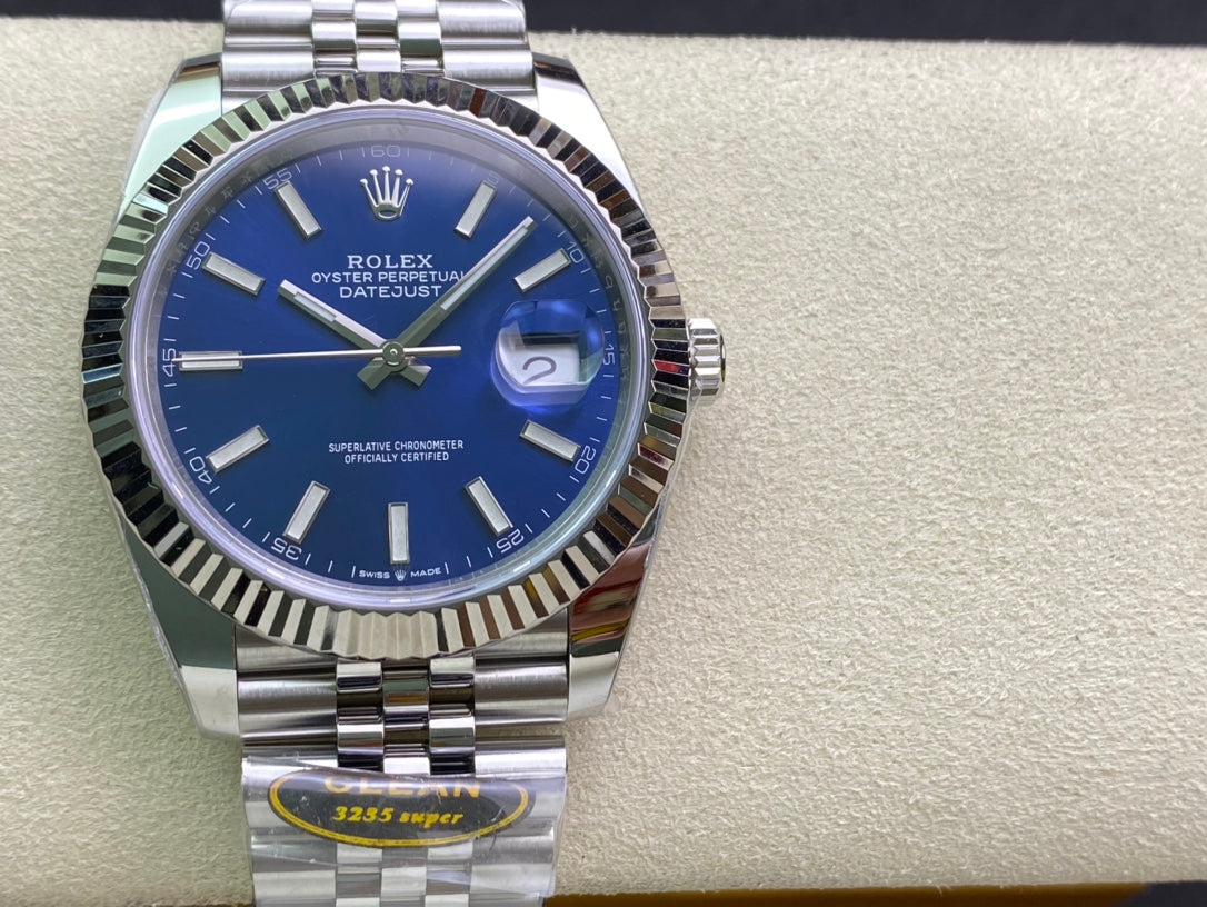 DateJust 41 126334 Clean 1:1 Best Edition 904L Steel Blue Stick Dial on Jubilee Bracelet DD3235