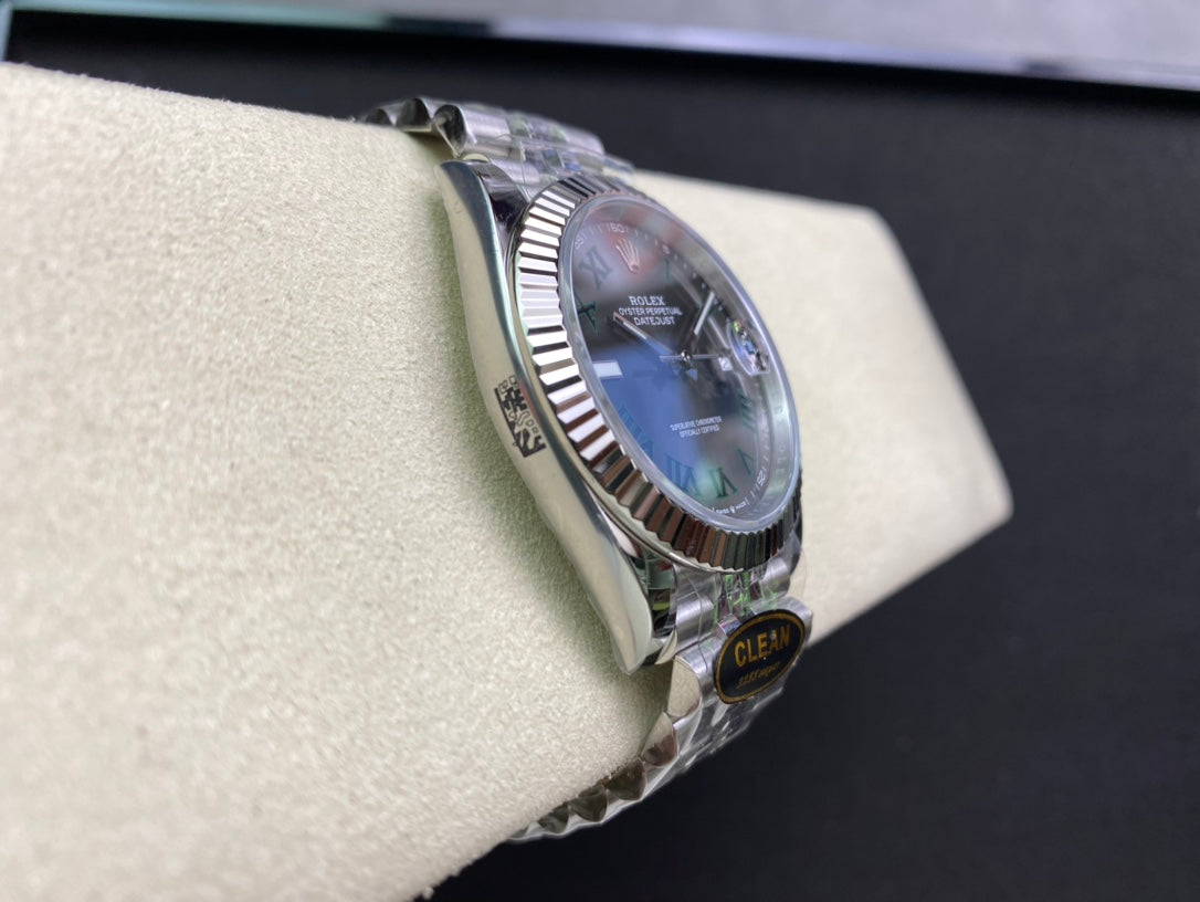 DateJust 41 126334 Clean 1:1 Best Edition 904L Steel Gray Dial Green Roman on Jubilee Bracelet DD3235