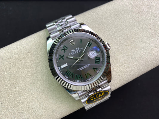 DateJust 41 126334 Clean 1:1 Best Edition 904L Steel Gray Dial Green Roman on Jubilee Bracelet DD3235