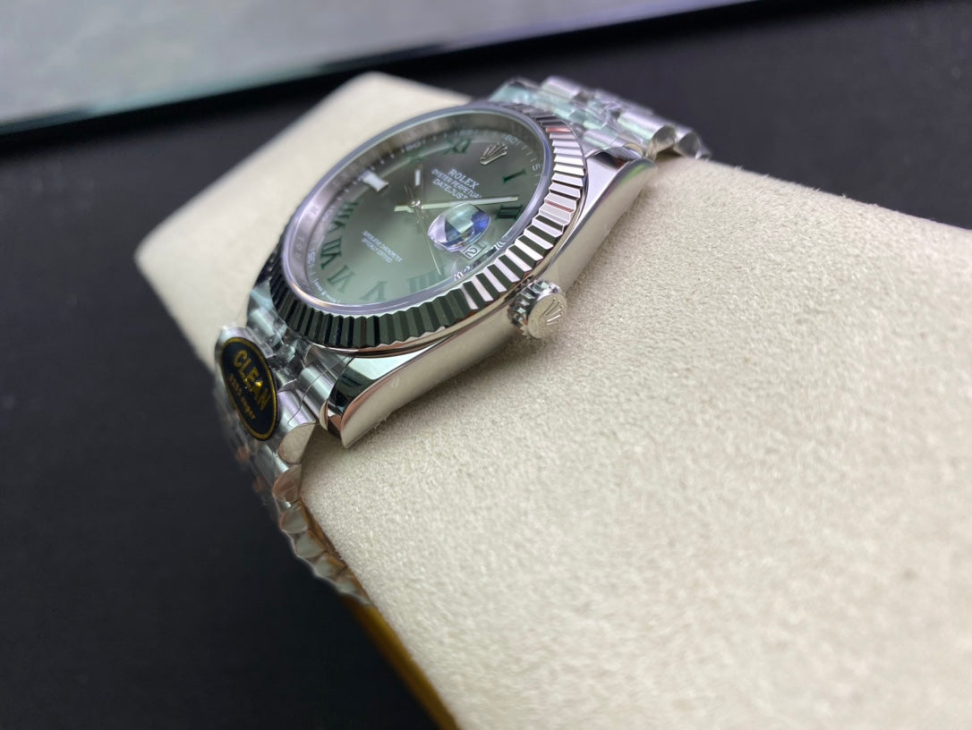DateJust 41 126334 Clean 1:1 Best Edition 904L Steel Gray Dial Green Roman on Jubilee Bracelet DD3235