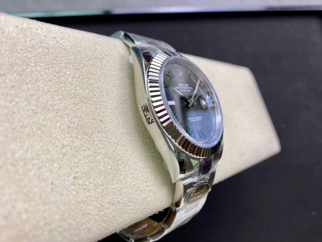 DateJust 41 126334 Clean 1:1 Best Edition 904L Steel Gray Dial Green Roman on Oyster Bracelet DD3235
