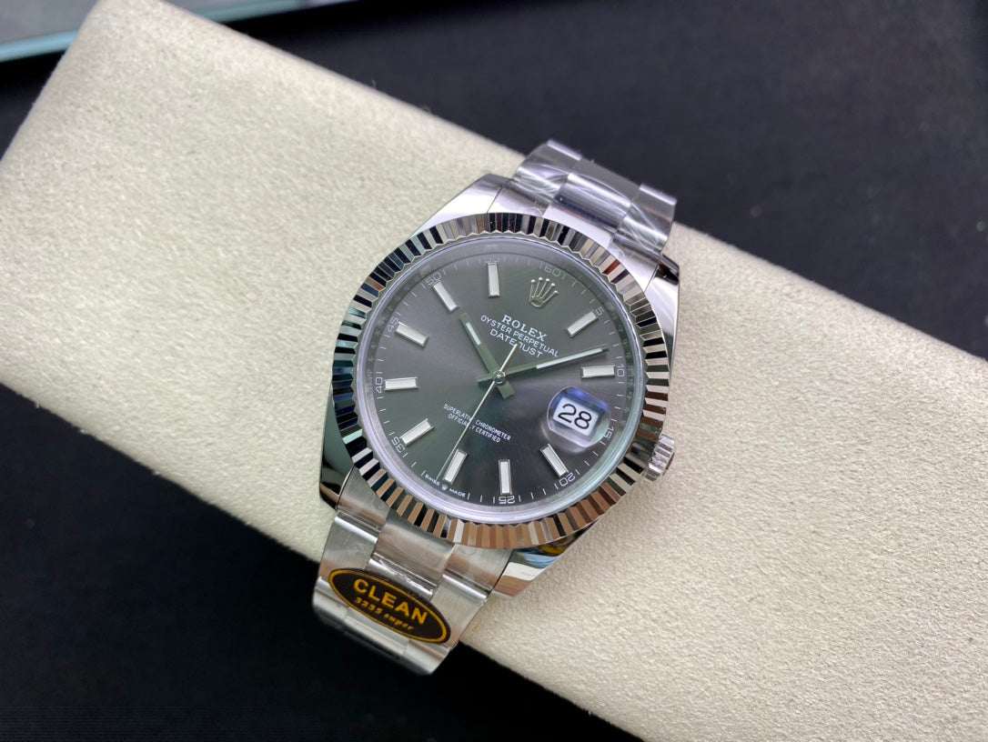 DateJust 41 126334 Clean 1:1 Best Edition 904L Steel Gray Stick Dial on Oyster Bracelet DD3235