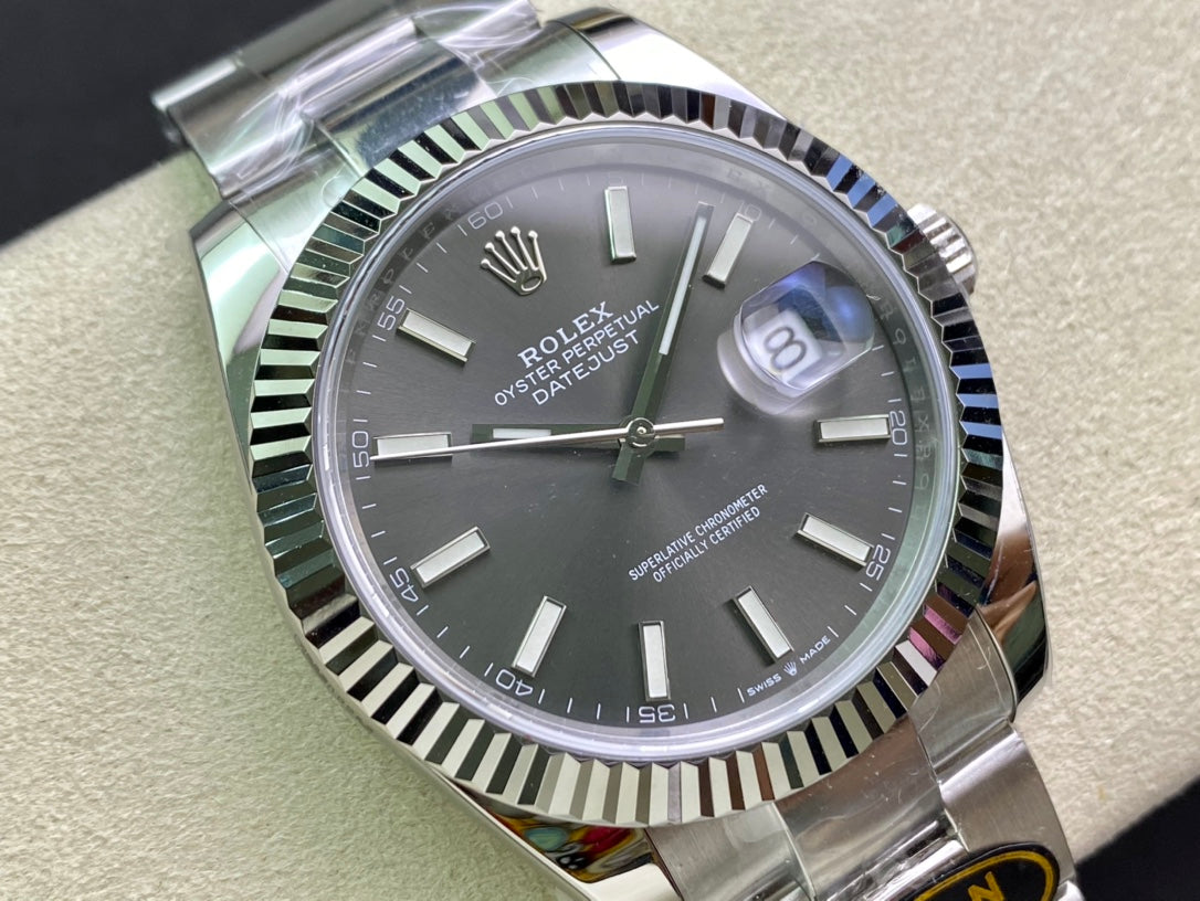DateJust 41 126334 Clean 1:1 Best Edition 904L Steel Gray Stick Dial on Oyster Bracelet DD3235