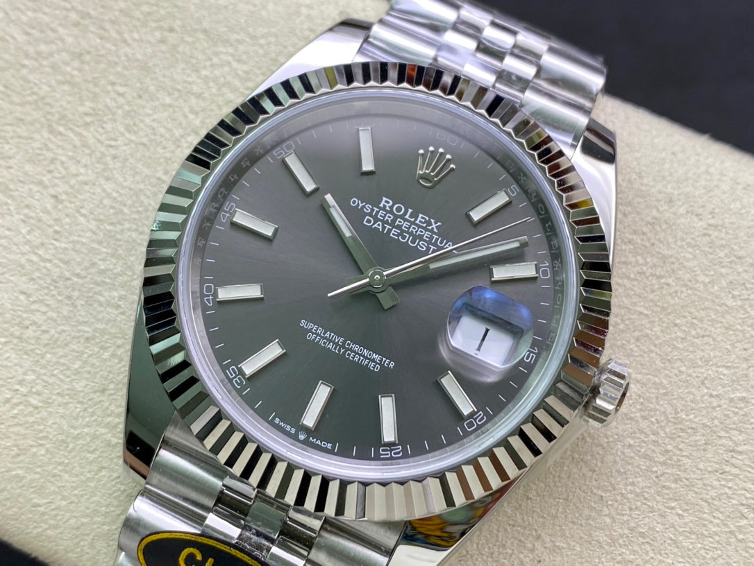 DateJust 41 126334 Clean 1:1 Best Edition 904L Steel Gray Stick Dial on Jubilee Bracelet DD3235