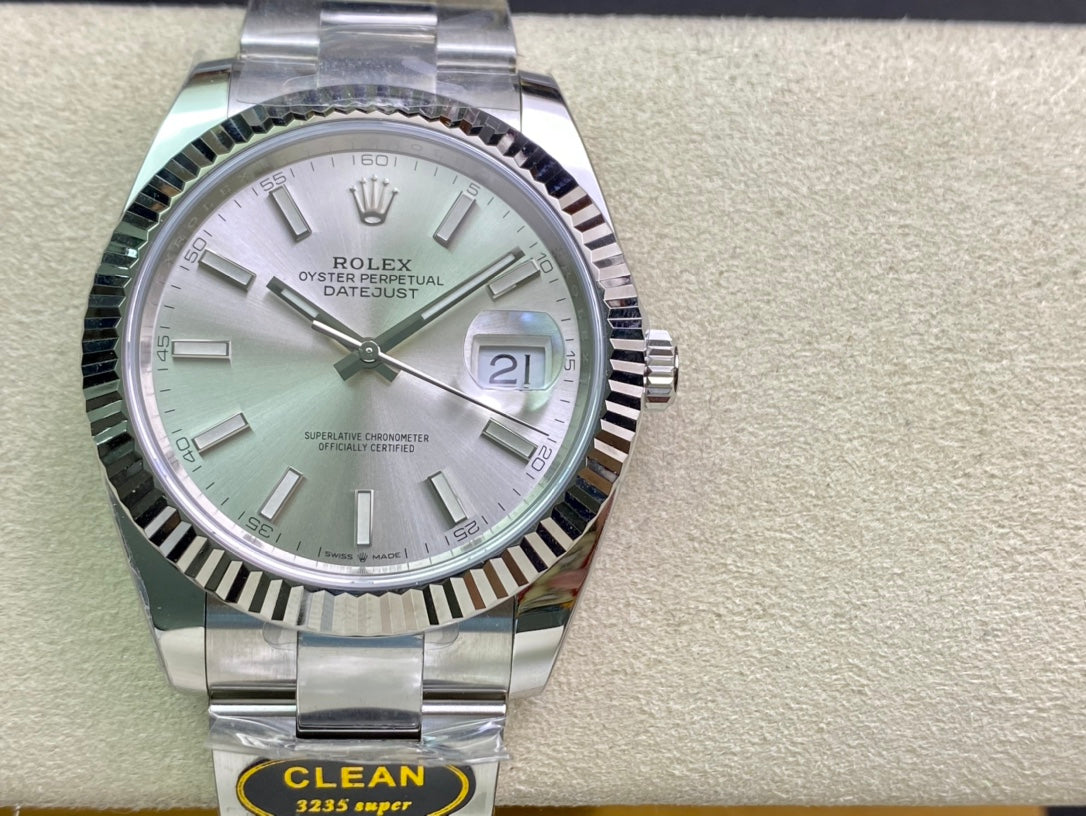 DateJust 41 126334 Clean 1:1 Best Edition 904L Steel Silver Stick Dial on Oyster Bracelet DD3235