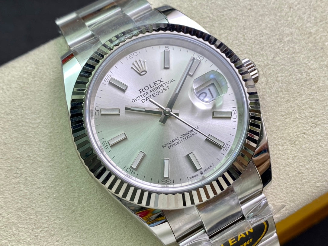 DateJust 41 126334 Clean 1:1 Best Edition 904L Steel Silver Stick Dial on Oyster Bracelet DD3235