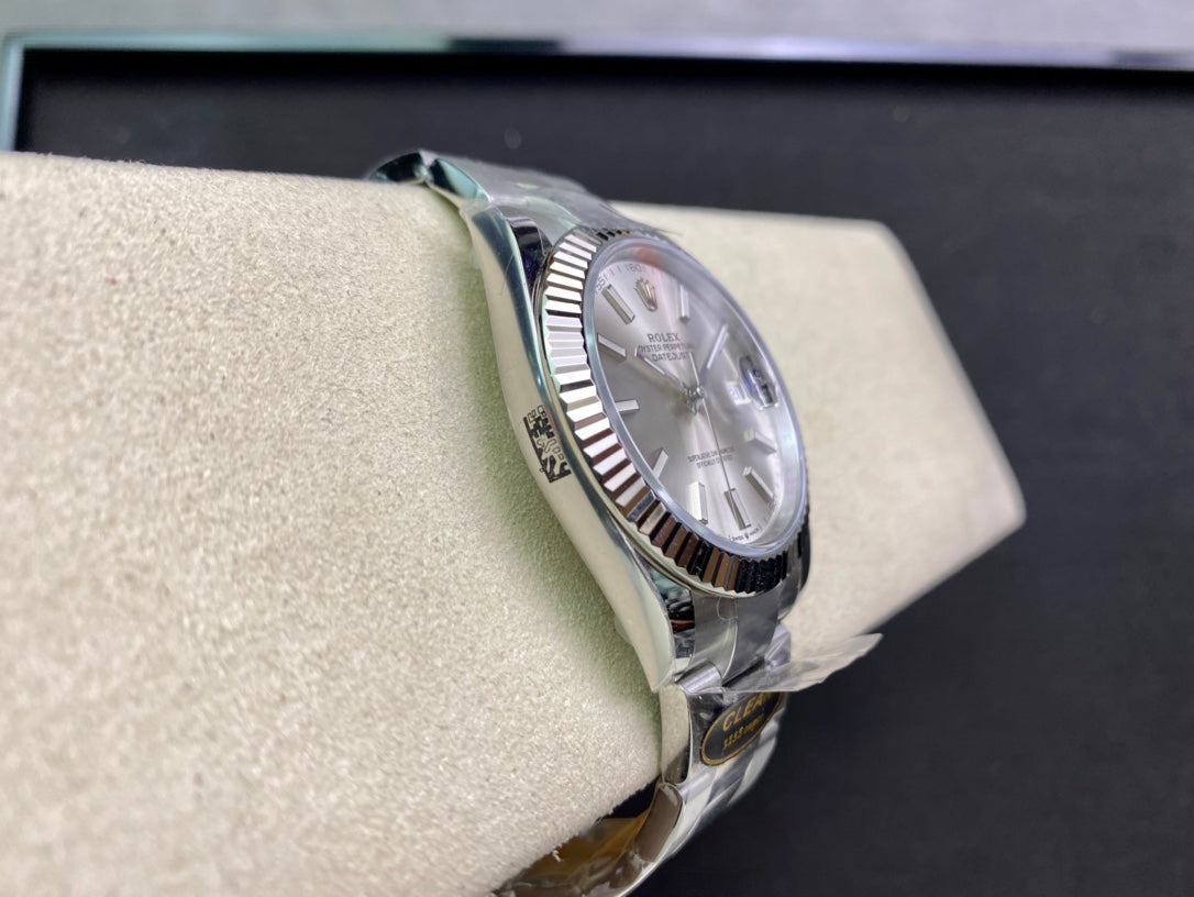 DateJust 41 126334 Clean 1:1 Best Edition 904L Steel Silver Stick Dial on Oyster Bracelet DD3235