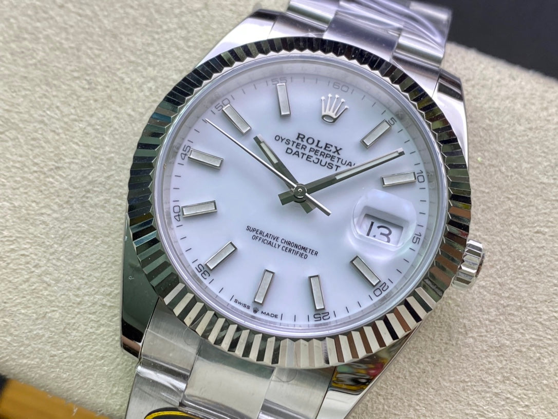 DateJust 41 126334 Clean 1:1 Best Edition 904L Steel White Stick Dial on Oyster Bracelet DD3235