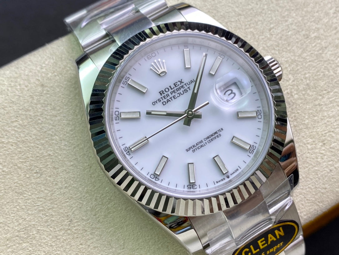 DateJust 41 126334 Clean 1:1 Best Edition 904L Steel White Stick Dial on Oyster Bracelet DD3235