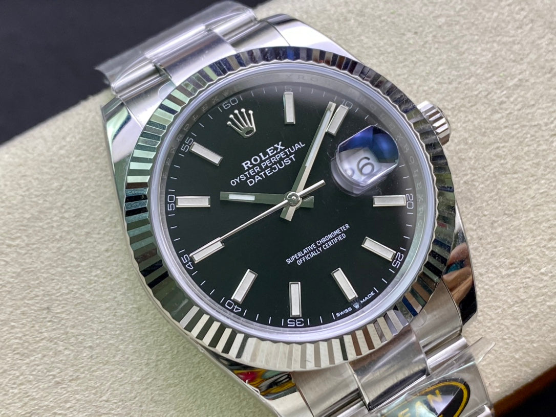 DateJust 41 126334 Clean 1:1 Best Edition 904L Steel Black Stick Dial on Oyster Bracelet DD3235