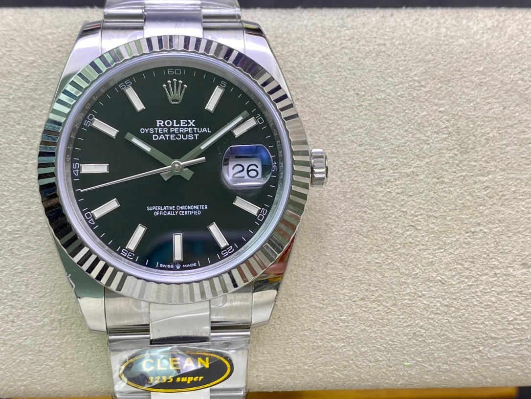 DateJust 41 126334 Clean 1:1 Best Edition 904L Steel Black Stick Dial on Oyster Bracelet DD3235
