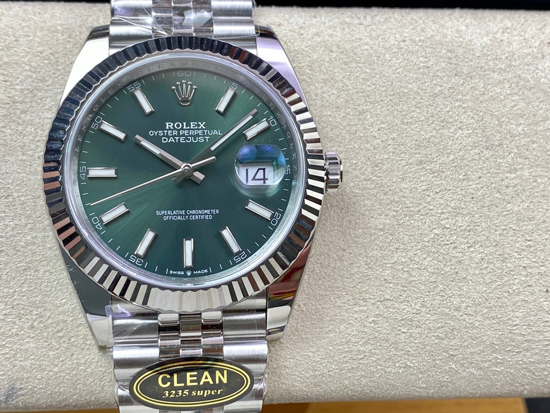 DateJust 41 126334 Clean 1:1 Best Edition 904L Steel Green Stick Dial on Jubilee Bracelet DD3235