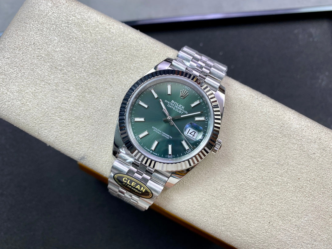 DateJust 41 126334 Clean 1:1 Best Edition 904L Steel Green Stick Dial on Jubilee Bracelet DD3235