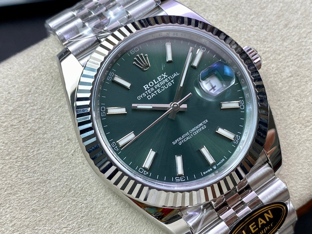DateJust 41 126334 Clean 1:1 Best Edition 904L Steel Green Stick Dial on Jubilee Bracelet DD3235