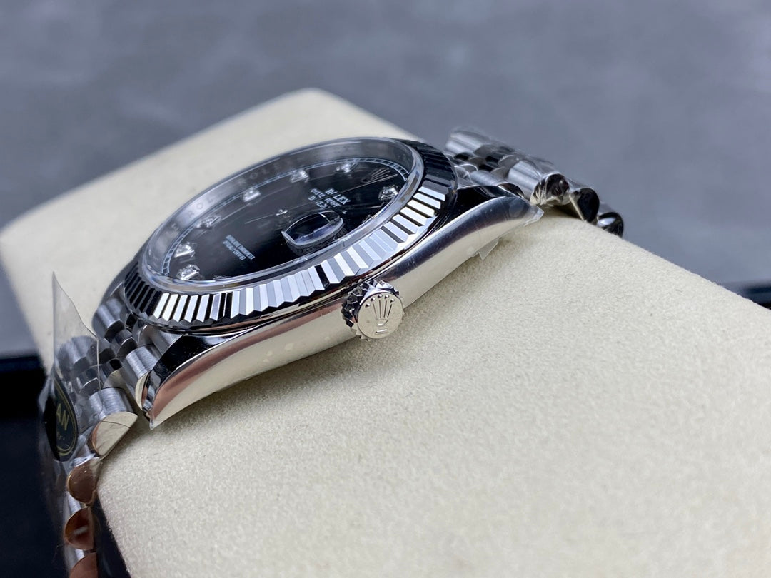 DateJust 41 126334 Clean 1:1 Best Edition 904L Steel Black/Moissanite Dial on Jubilee Bracelet DD3235