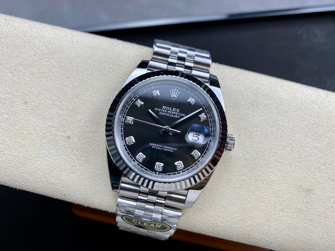 DateJust 41 126334 Clean 1:1 Best Edition 904L Steel Black/Moissanite Dial on Jubilee Bracelet DD3235