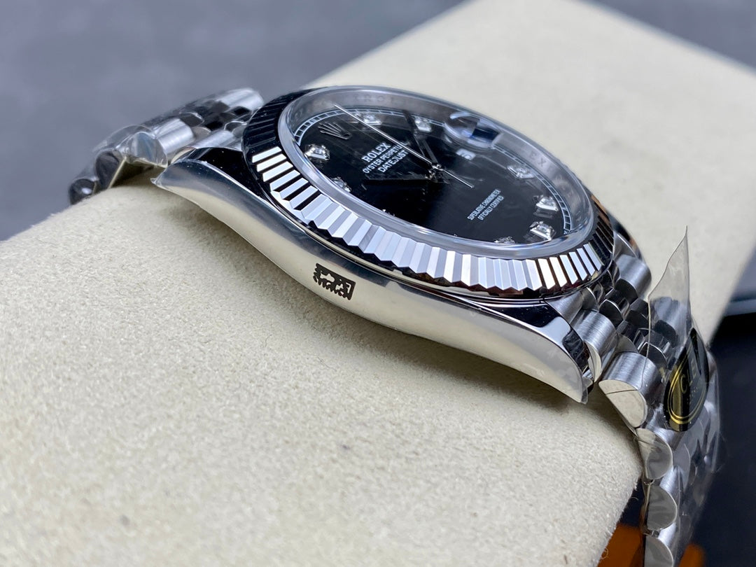 DateJust 41 126334 Clean 1:1 Best Edition 904L Steel Black/Moissanite Dial on Jubilee Bracelet DD3235