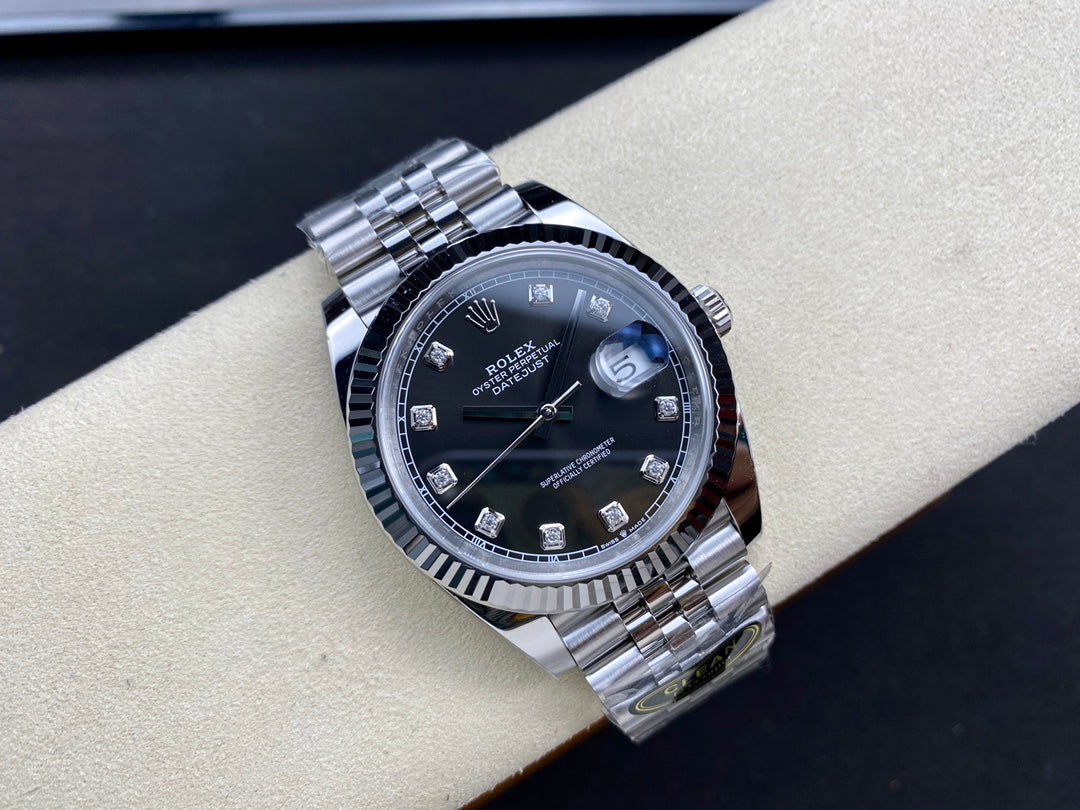 DateJust 41 126334 Clean 1:1 Best Edition 904L Steel Black/Moissanite Dial on Jubilee Bracelet DD3235